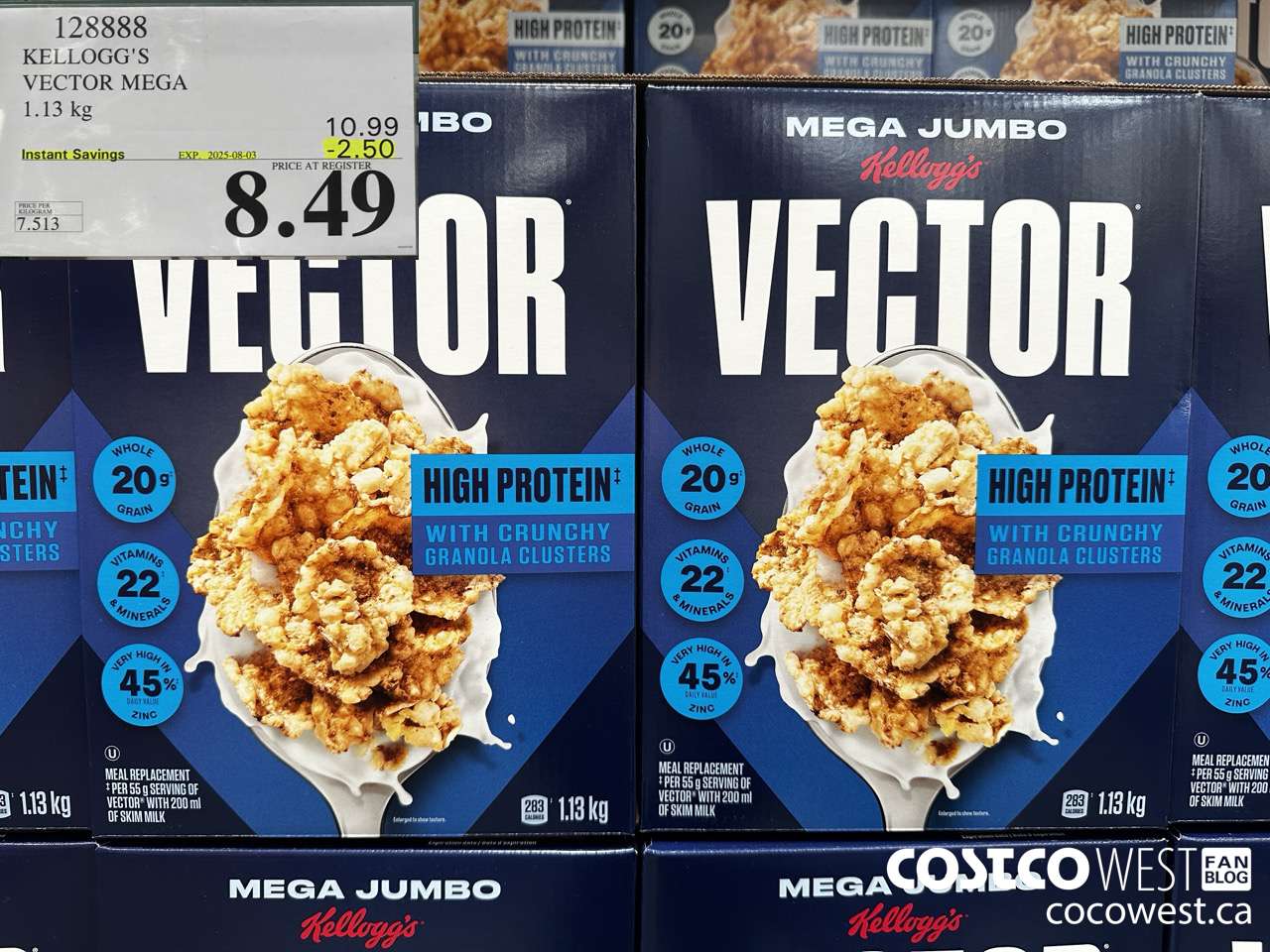 128888 KELLOGGS VECTOR MEGA 1.13KG ($2.50 INSTANT SAVINGS EXPIRES ON 2025-08-03) $8.49