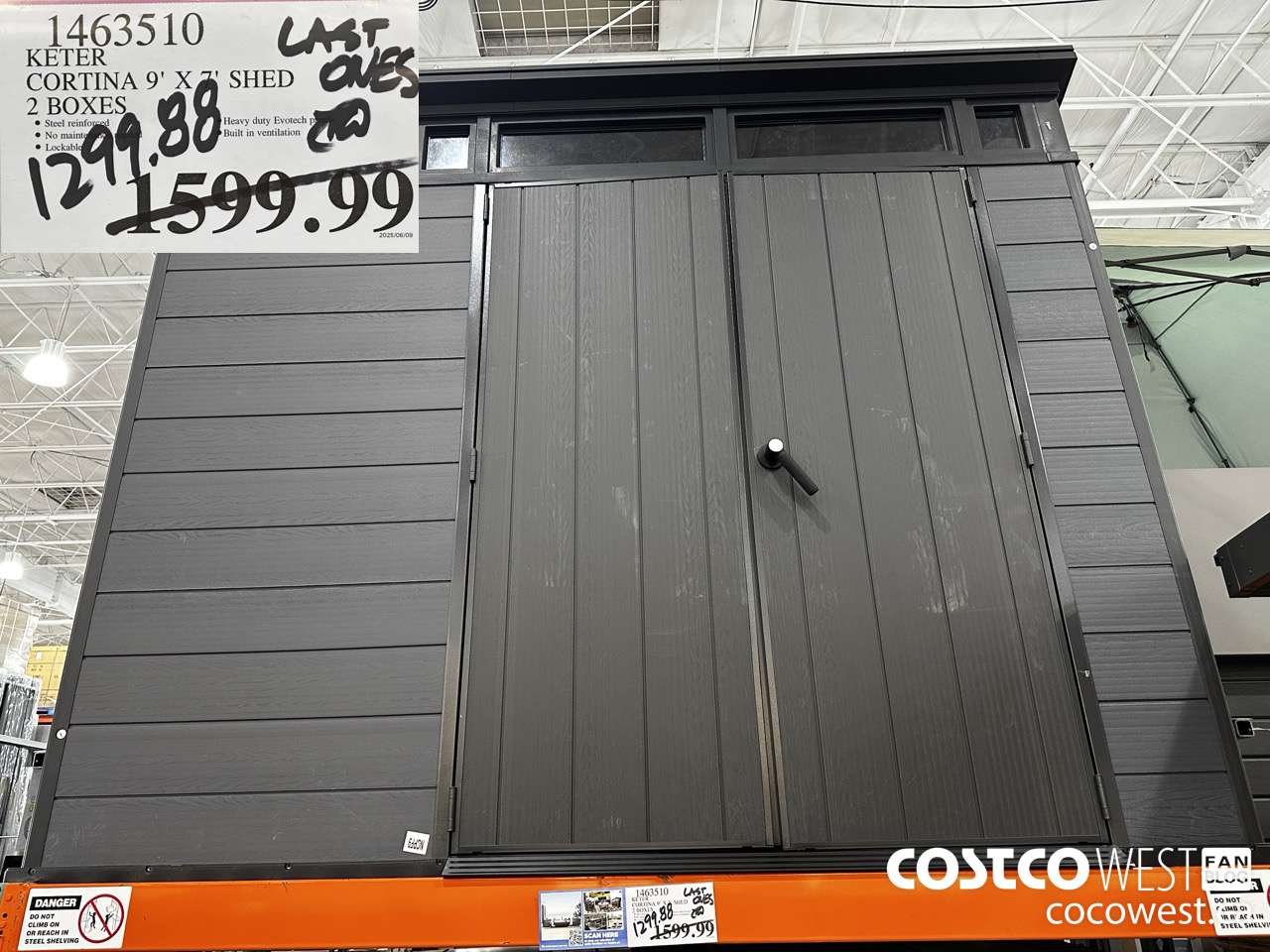 1463510 KETER CORTINA 9' X 7' SHED $1299.88