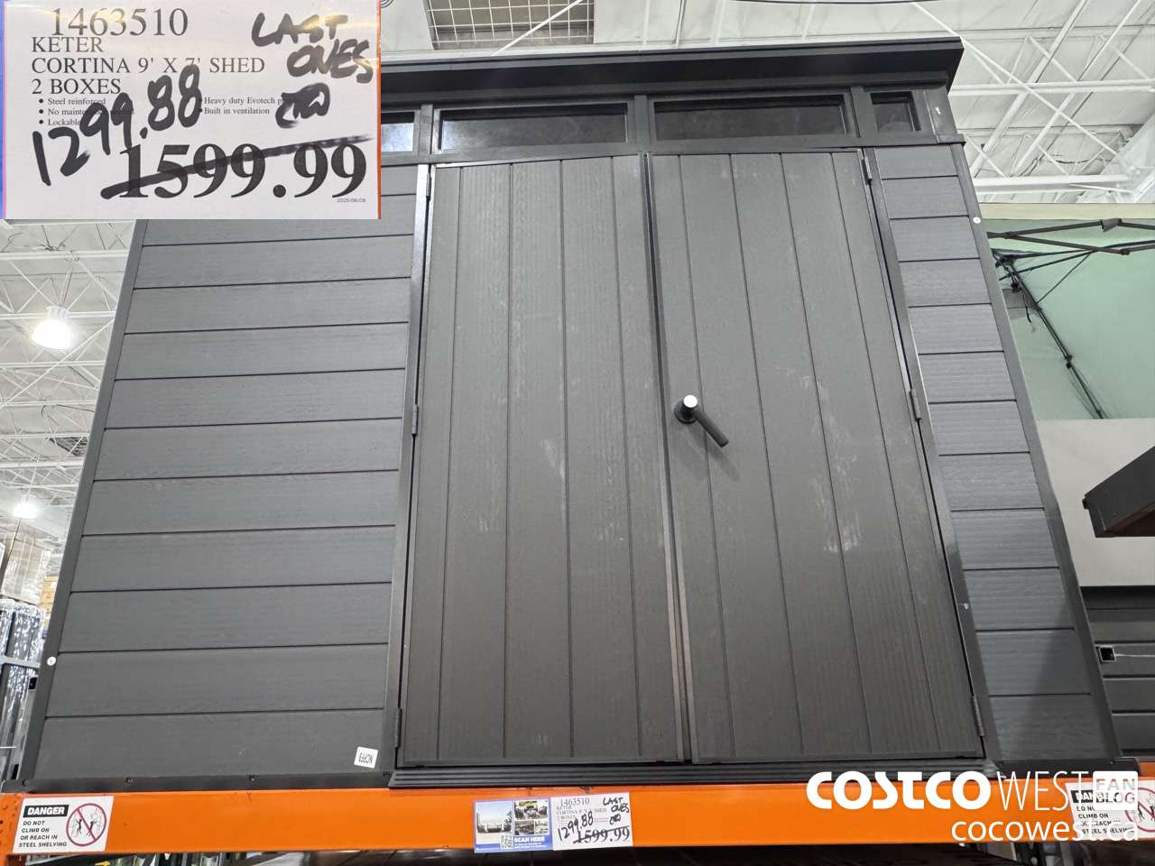 1463510 KETER CORTINA 9' X 7' SHED $1299.88