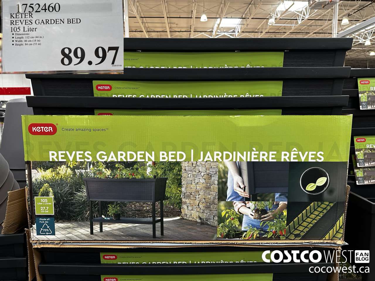 1752460 KETER REVES GARDEN BED 105 LITER $89.97