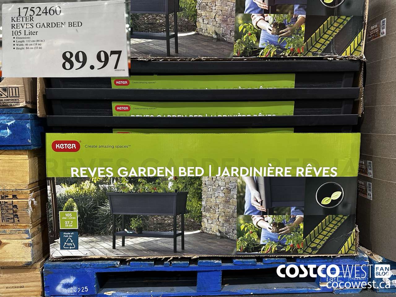 1752460 KETER REVES GARDEN BED 105 LITER $89.97