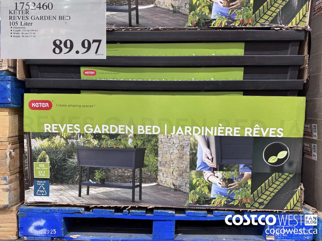 1752460 KETER REVES GARDEN BED 105 LITER $89.97