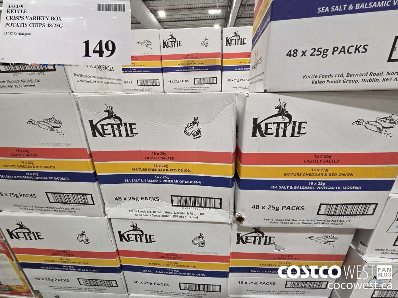 453439 KETTLE CRISPS VARIETY BOX POTATIS CHIPS 48/25G $149.00