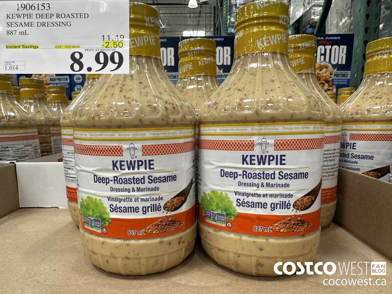 1906153 KEWPIE DEEP ROASTED SESAME DRESSING 887 mL ($2.50 INSTANT SAVINGS EXPIRES ON 2025-08-03) $8.99