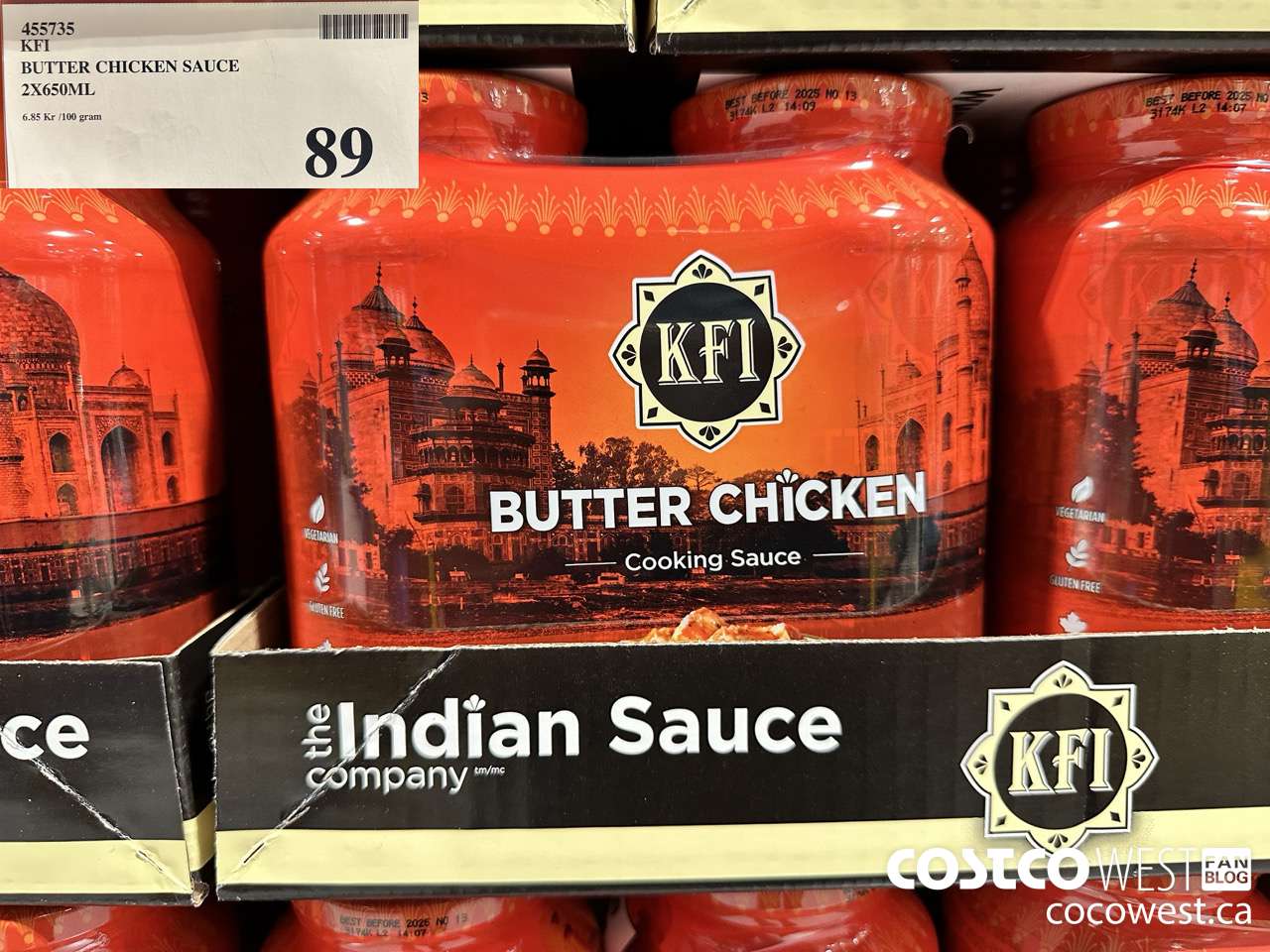 455735 KFI BUTTER CHICKEN SAUCE 2 X 650ML $89.00