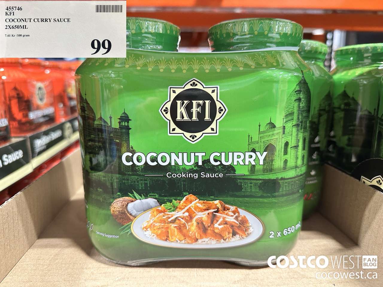 455746 KFI COCONUT CURRY SAUCE 2 X 650ML $99.00