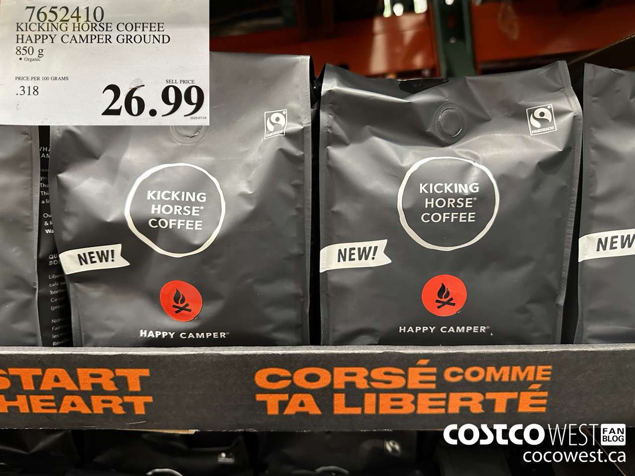7652410 KICKING HORSE COFFEE HAPPY CAMPER GROUND 850G $26.99