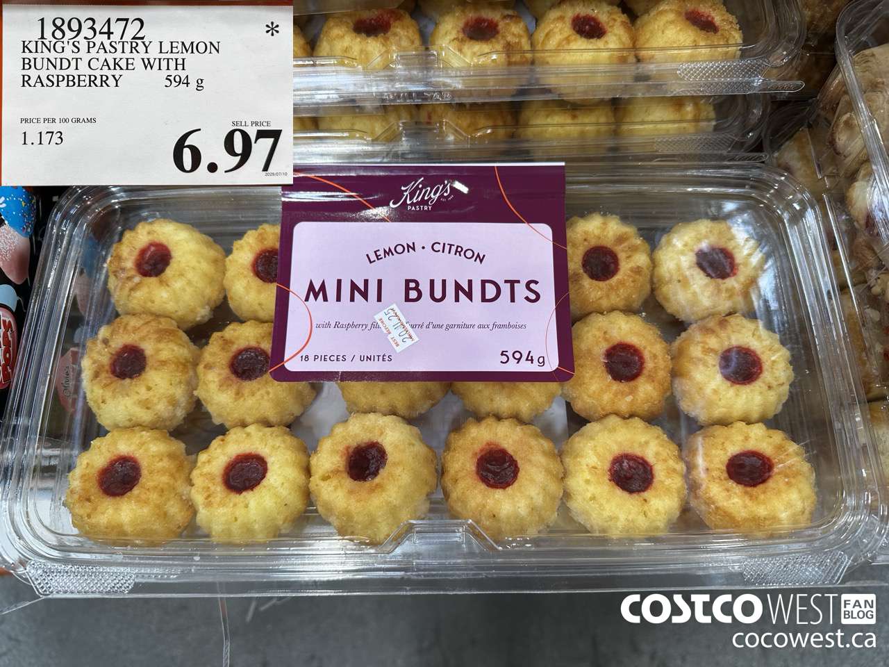 1893472 KING'S PASTRY LEMON BUNDT CAKE WITH RASPBERRY 594G $6.97