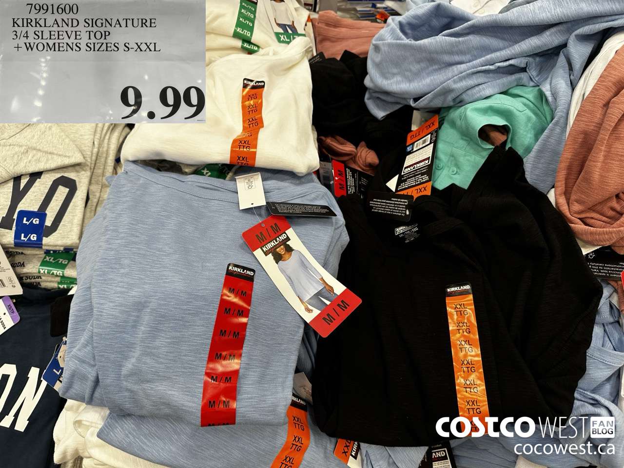 7991600 KIRKLAND SIGNATURE 3/4 SLEEVE TOP LADIES SIZES S-XXL $9.99