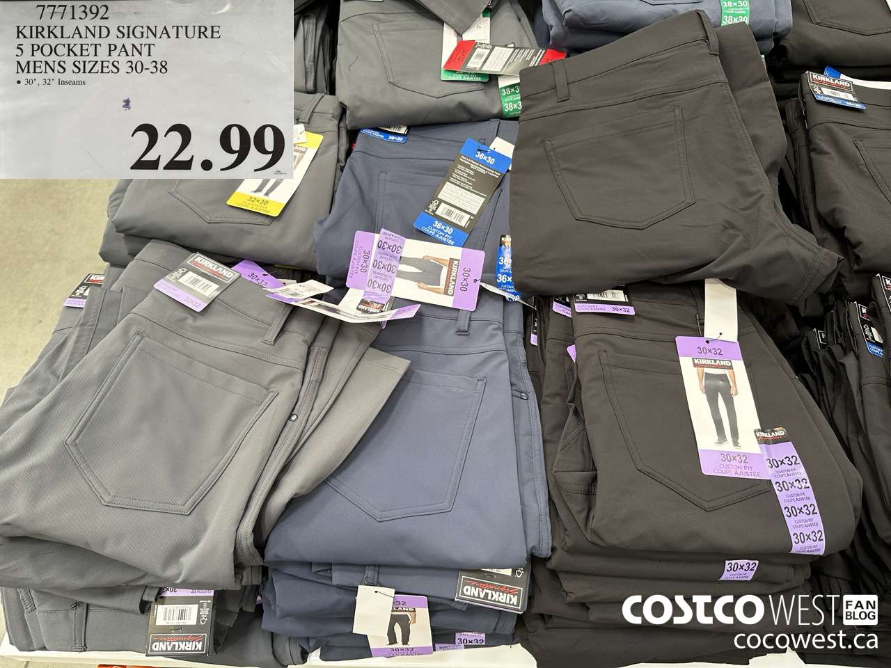 7771392 KIRKLAND SIGNATURE 5 POCKET PANT MENS SIZES 30-38 $22.99