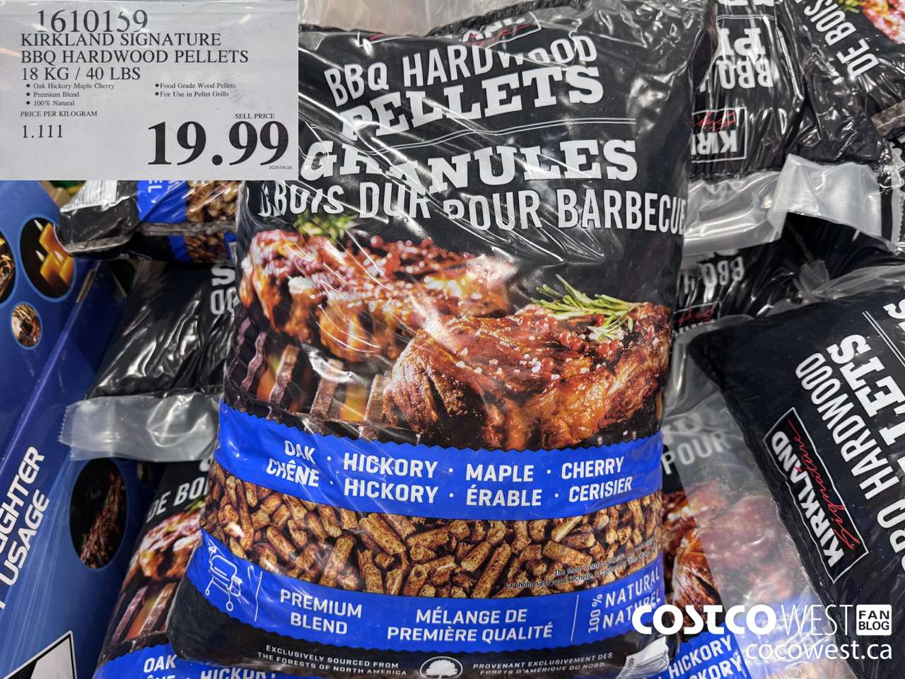 1610159 KIRKLAND SIGNATURE BBQ HARDWOOD PELLETS 18 KG / 40 LBS $19.99