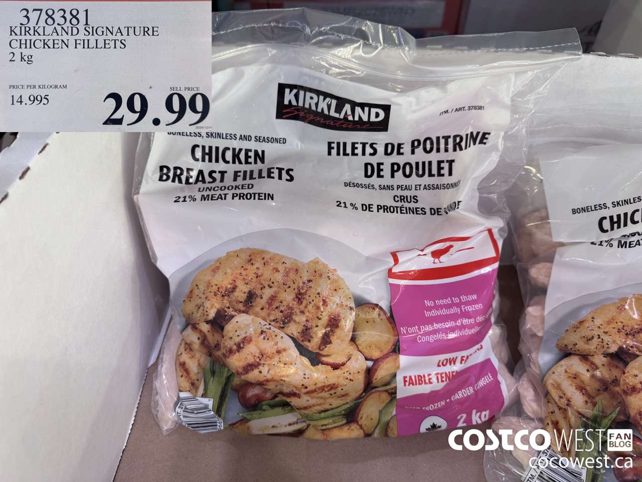 378381 KIRKLAND SIGNATURE CHICKEN FILLETS 2 kg $29.99