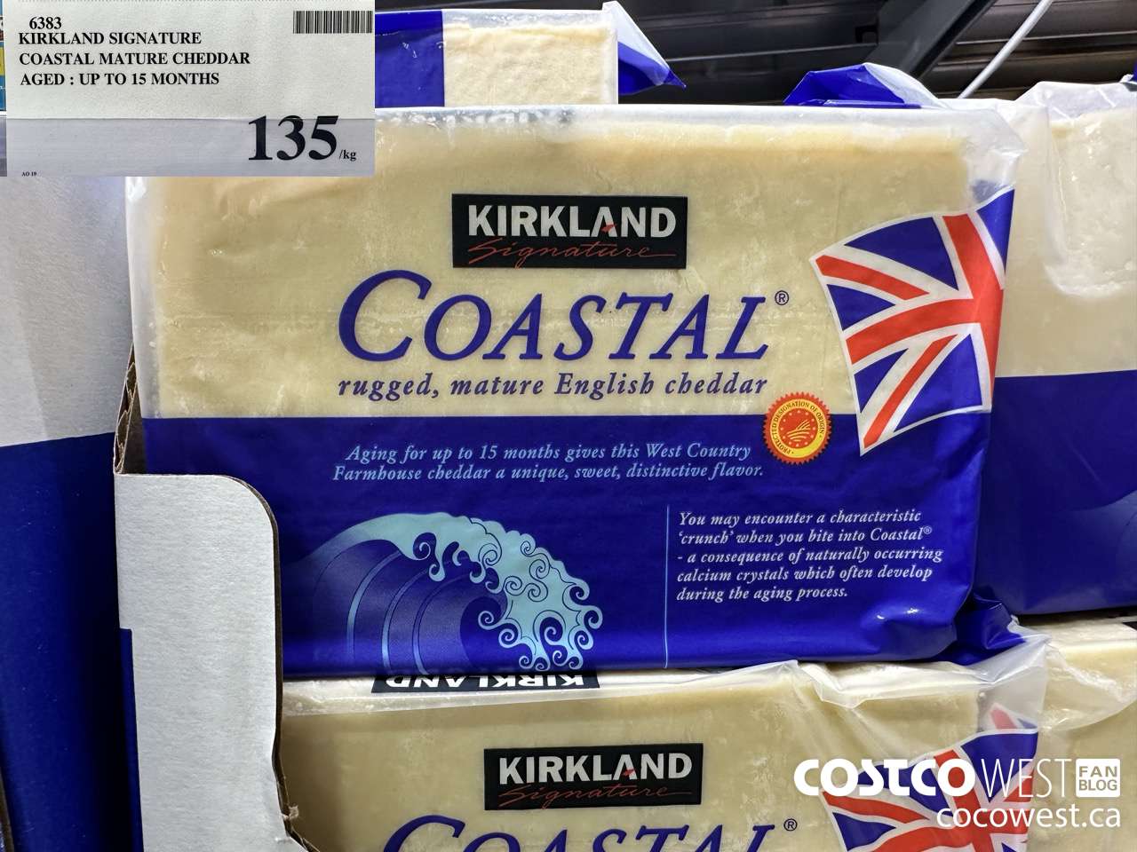 6383 KIRKLAND SIGNATURE COASTAL MATURE CHEDDAR AGED UP TO 15 MONTHS $135.00