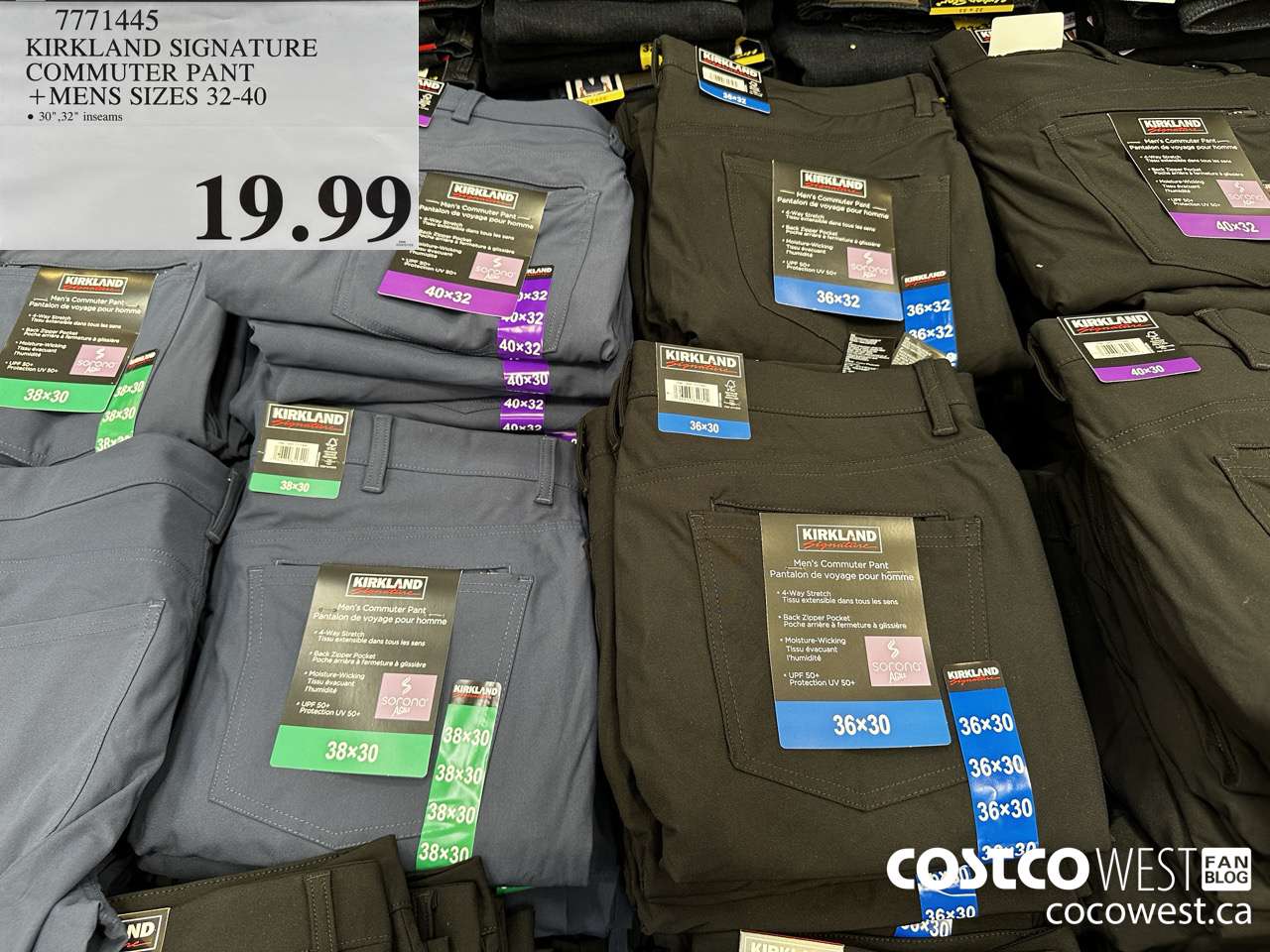 7771445 KIRKLAND SIGNATURE COMMUTER PANT MENS SIZES 32-40 $19.99