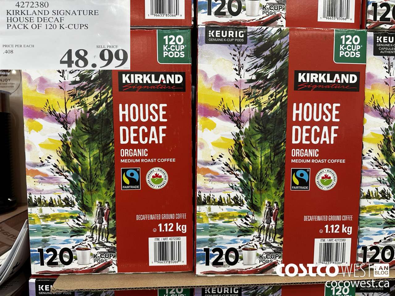 4272380 KIRKLAND SIGNATURE HOUSE DECAF PACK OF 120 K-CUPS $48.99