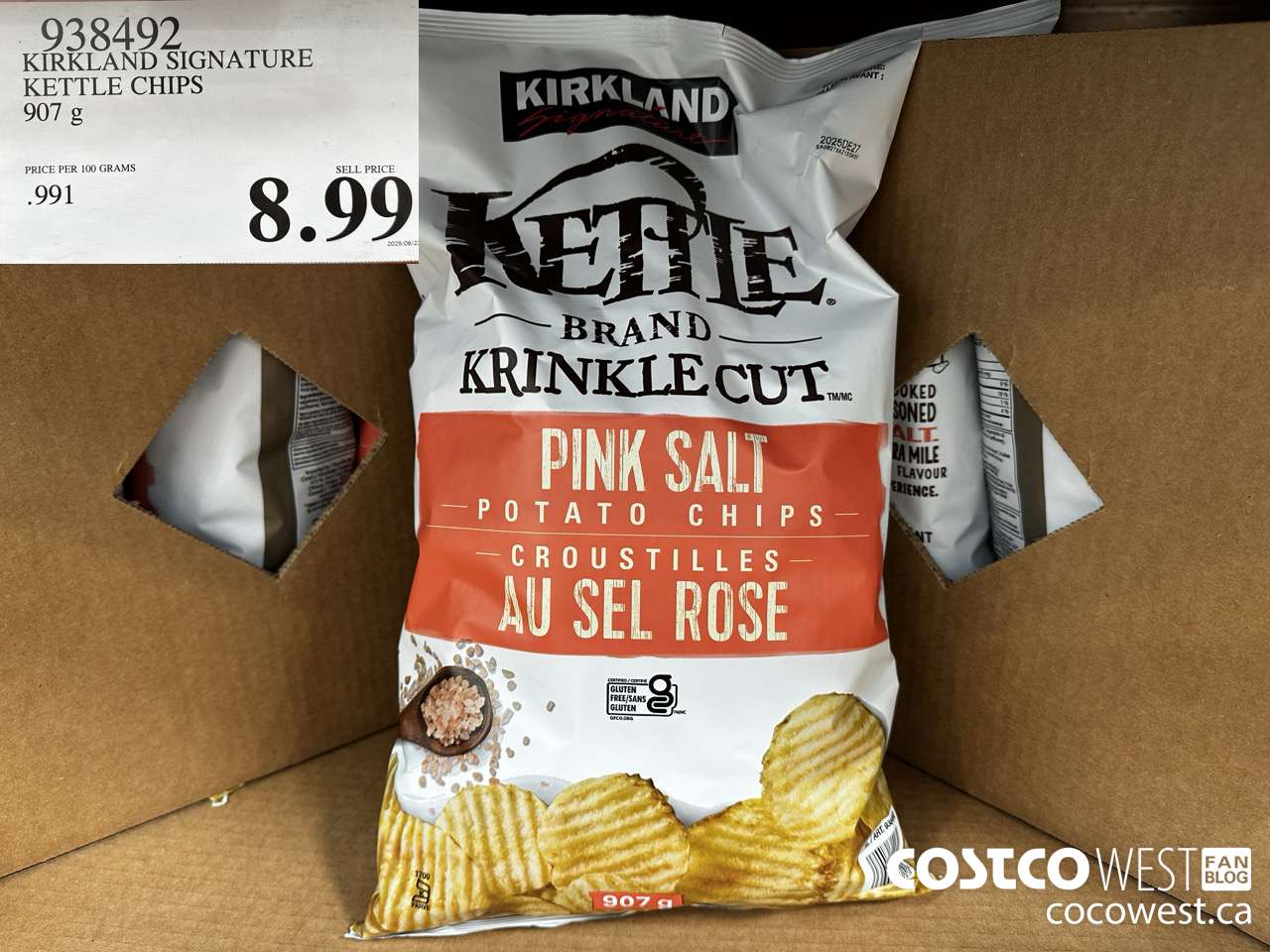 938492 KIRKLAND SIGNATURE KETTLE CHIPS 907G $8.99