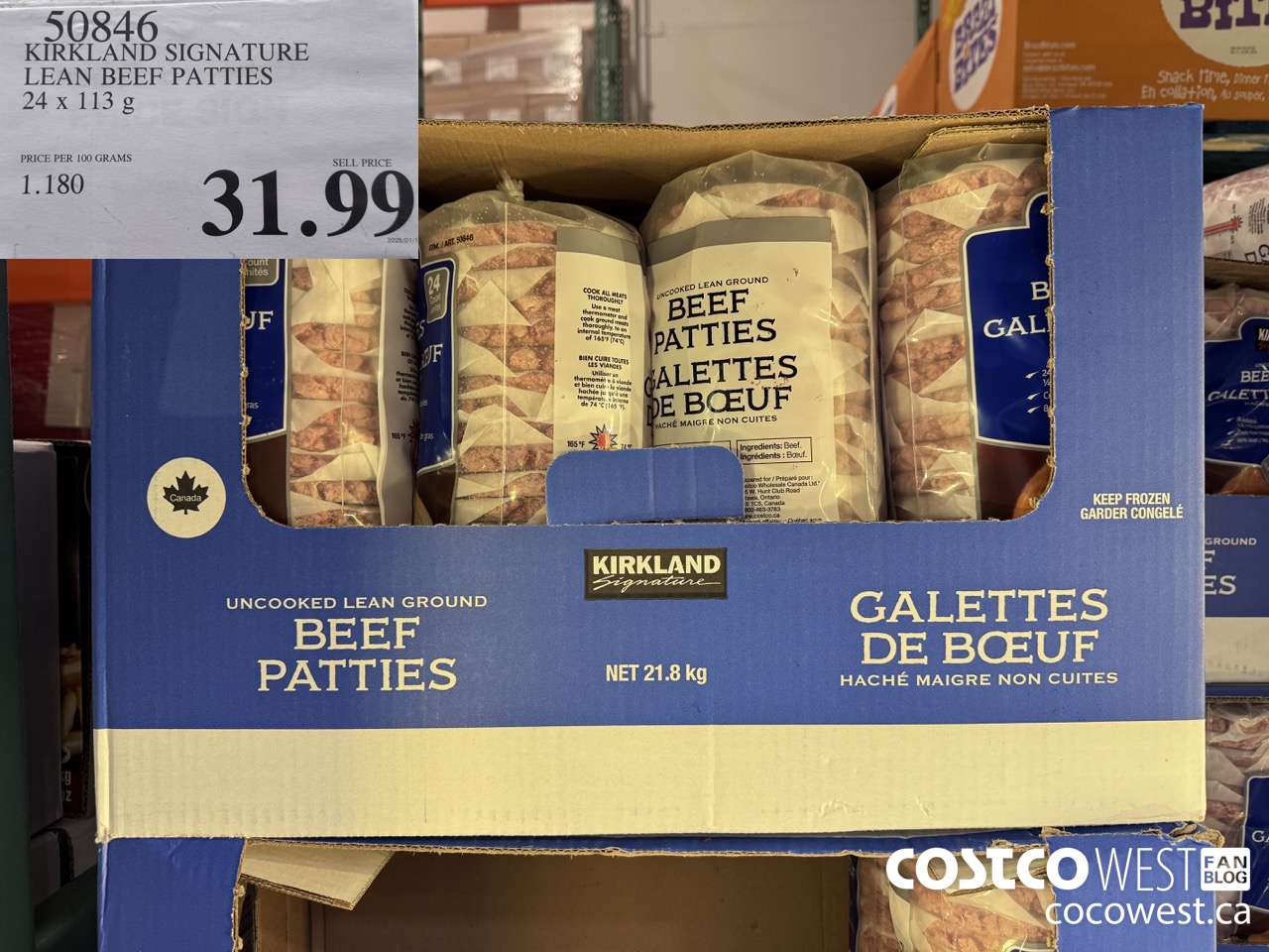 50846 KIRKLAND SIGNATURE LEAN BEEF PATTIES 24 x 113 g $31.99