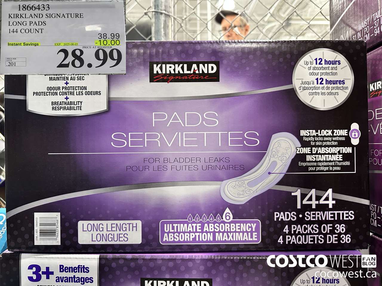 1866433 KIRKLAND SIGNATURE LONG PADS 144 COUNT ($10.00 INSTANT SAVINGS EXPIRES ON 2025-08-03) $28.99
