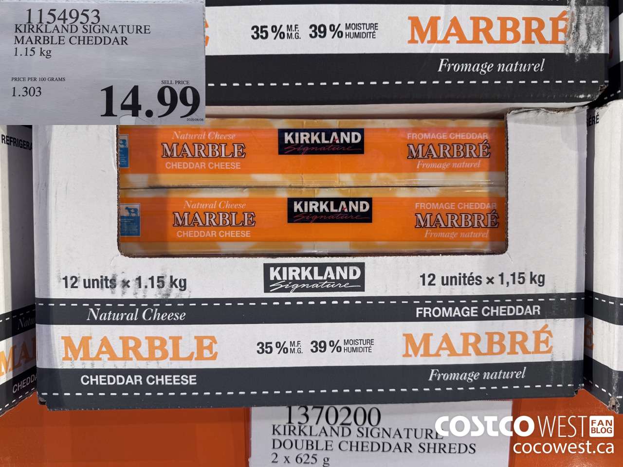 1154953 KIRKLAND SIGNATURE MARBLE CHEDDAR 1.15 KG $14.99