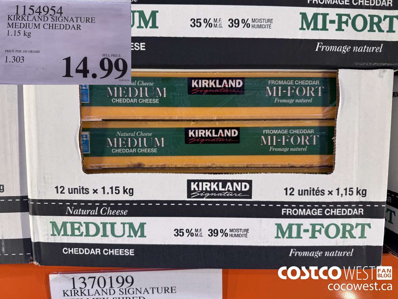 1154954 KIRKLAND SIGNATURE MEDIUM CHEDDAR 1.15 KG $14.99