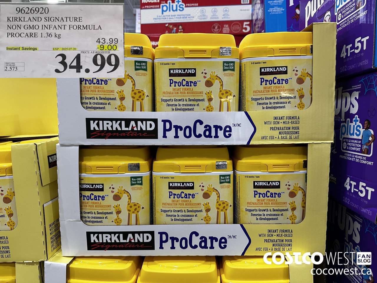 9626920 KIRKLAND SIGNATURE NON GMO INFANT FORMULA PROCARE 1.36KG ($9.00 INSTANT SAVINGS EXPIRES ON 2025-07-20) $34.99
