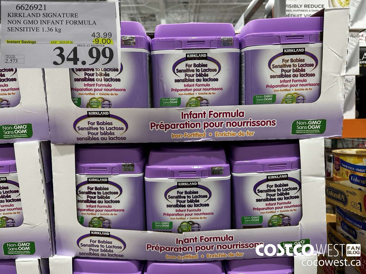 6626921 KIRKLAND SIGNATURE NON GMO INFANT FORMULA SENSITIVE 1.36 kg ($9.00 INSTANT SAVINGS EXPIRES ON 2025-07-20) $34.99