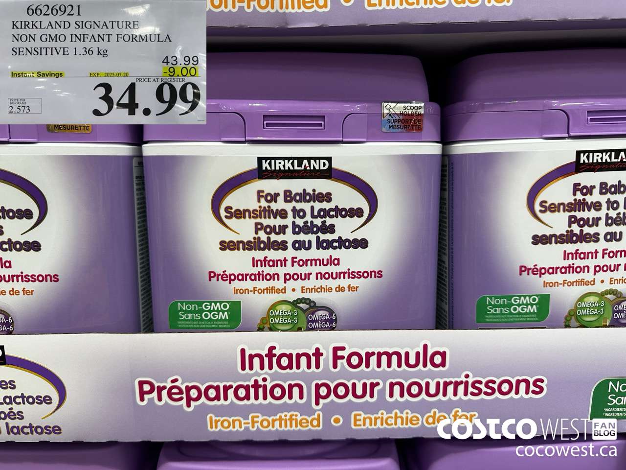 6626921 KIRKLAND SIGNATURE NON GMO INFANT FORMULA SENSITIVE 1.36 kg ($9.00 INSTANT SAVINGS EXPIRES ON 2025-07-20) $34.99