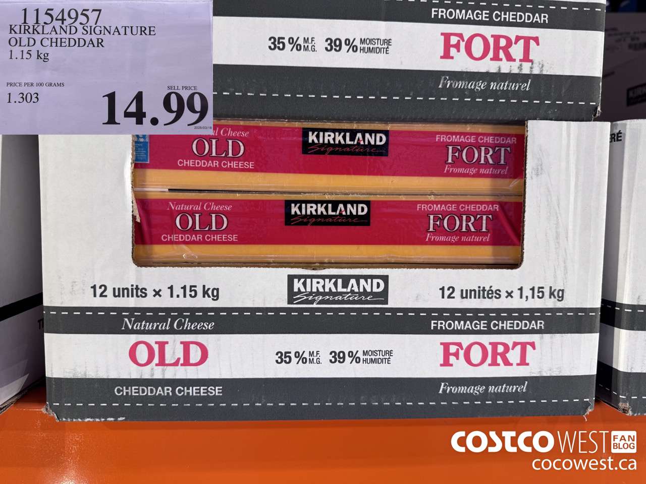 1154957 KIRKLAND SIGNATURE OLD CHEDDAR 1.15 KG $14.99