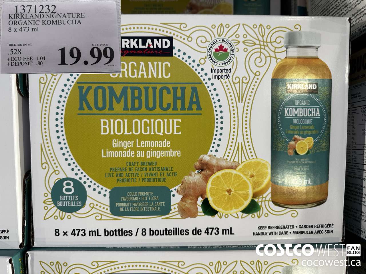 1371232 KIRKLAND SIGNATURE ORGANIC KOMBUCHA 8 X 473 ML $19.99