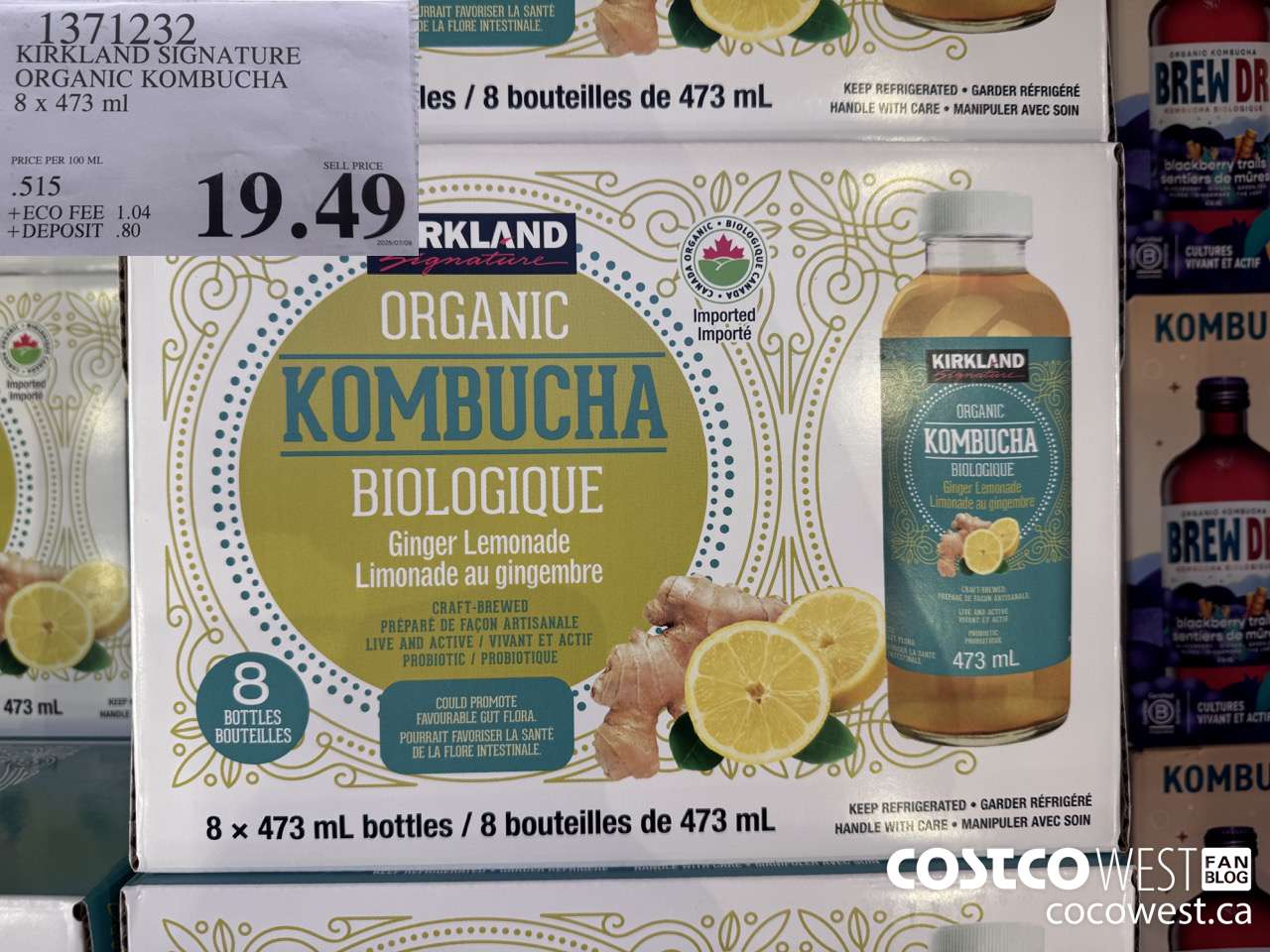 1371232 KIRKLAND SIGNATURE ORGANIC KOMBUCHA 8 X 473 ML $19.49