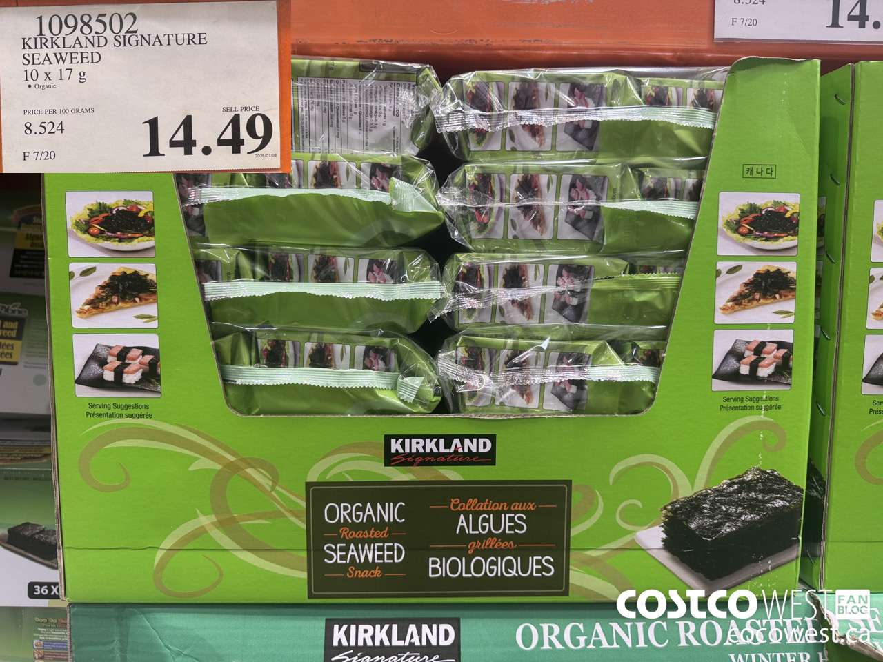 1098502 KIRKLAND SIGNATURE ORGANIC SEAWEED 10 X 17G $14.49