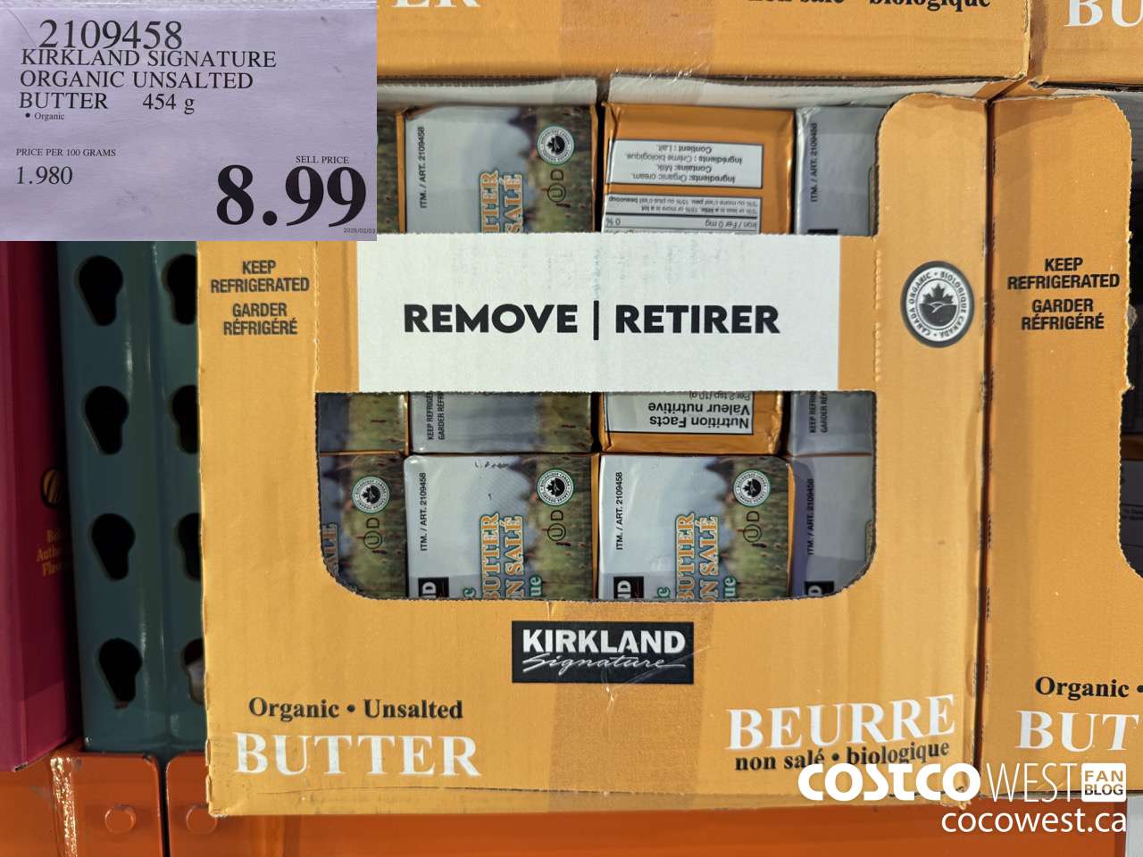 2109458 KIRKLAND SIGNATURE ORGANIC UNSALTED BUTTER $8.99