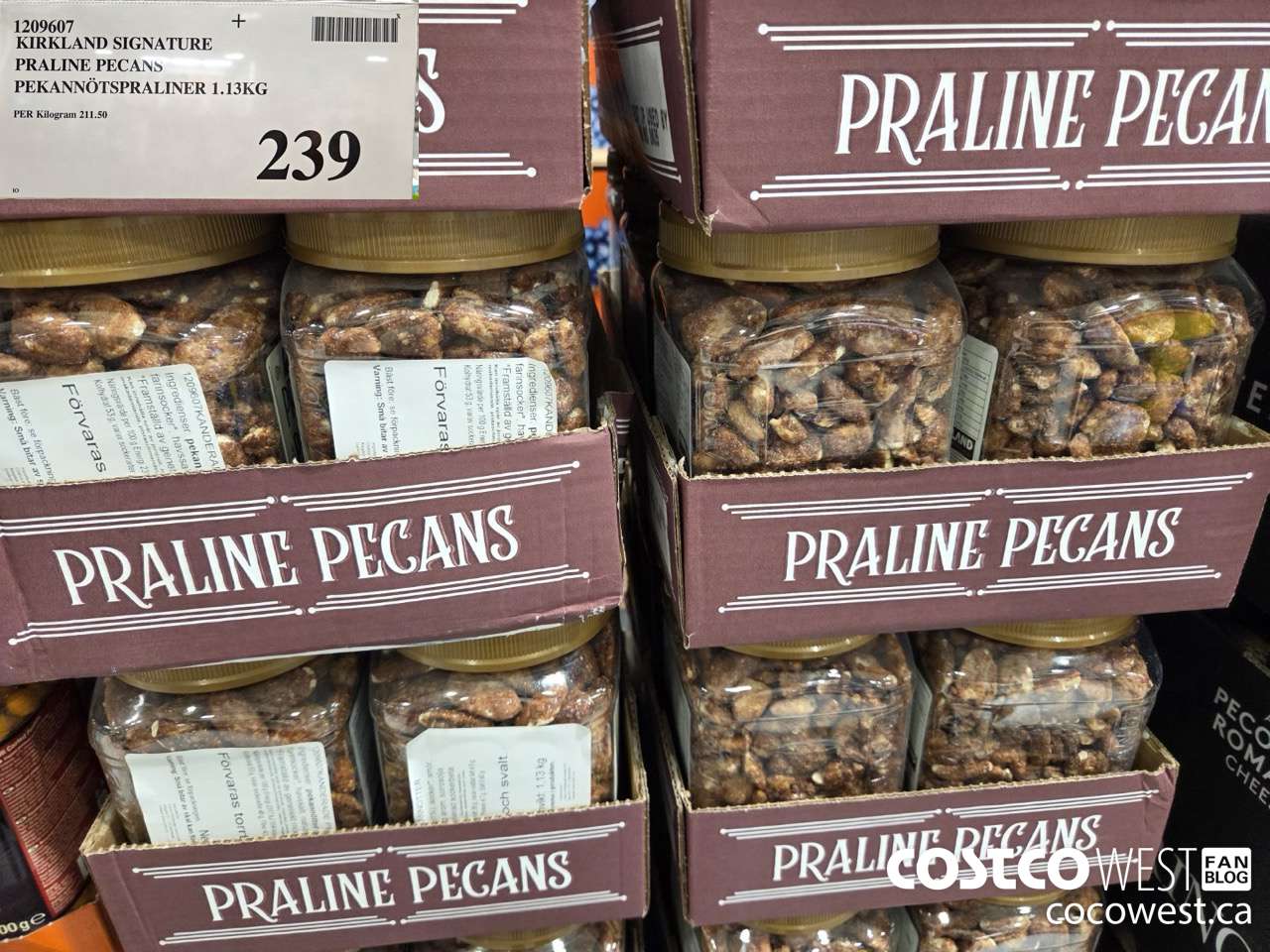 1209607 KIRKLAND SIGNATURE PRALINE PECANS PEKANNOTSPRALINER 1.13KG $239.00