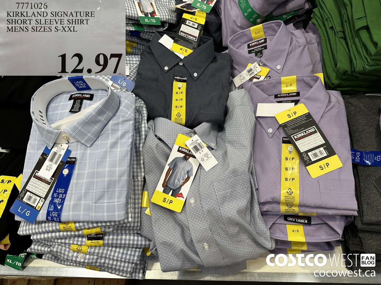 7771026 KIRKLAND SIGNATURE SHORT SLEEVE SHIRT MENS SIZES S-XXL $12.97