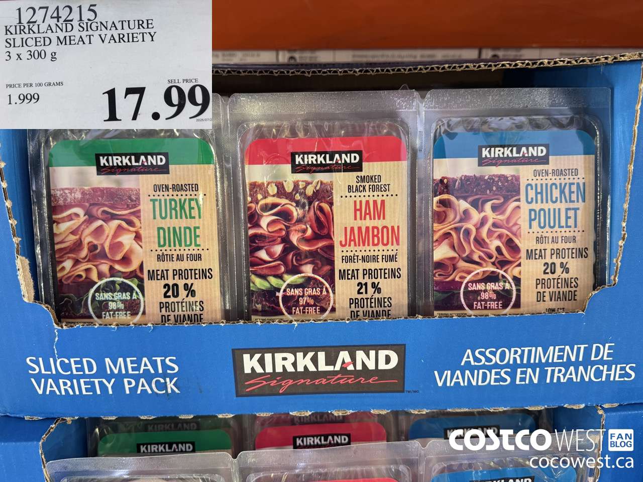 1274215 KIRKLAND SIGNATURE SLICED MEAT VARIETY 3 x 300 g $17.99