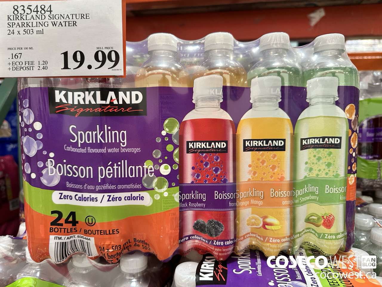 835484 KIRKLAND SIGNATURE SPARKLING WATER 24 X 503 ML $19.99