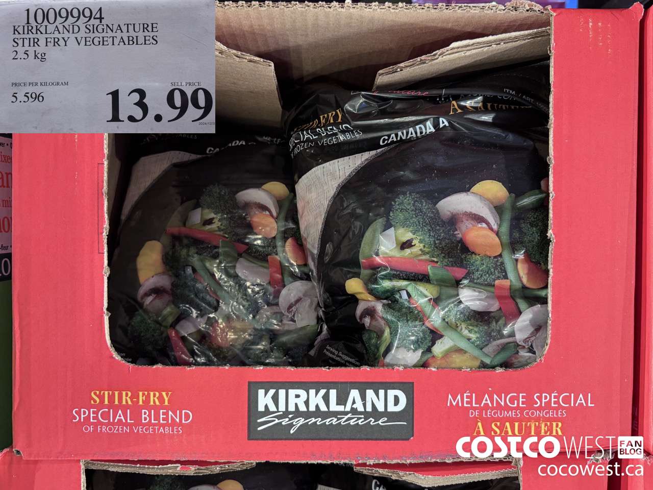 1009994 KIRKLAND SIGNATURE STIR FRY VEGETABLES 2.5 kg $13.49