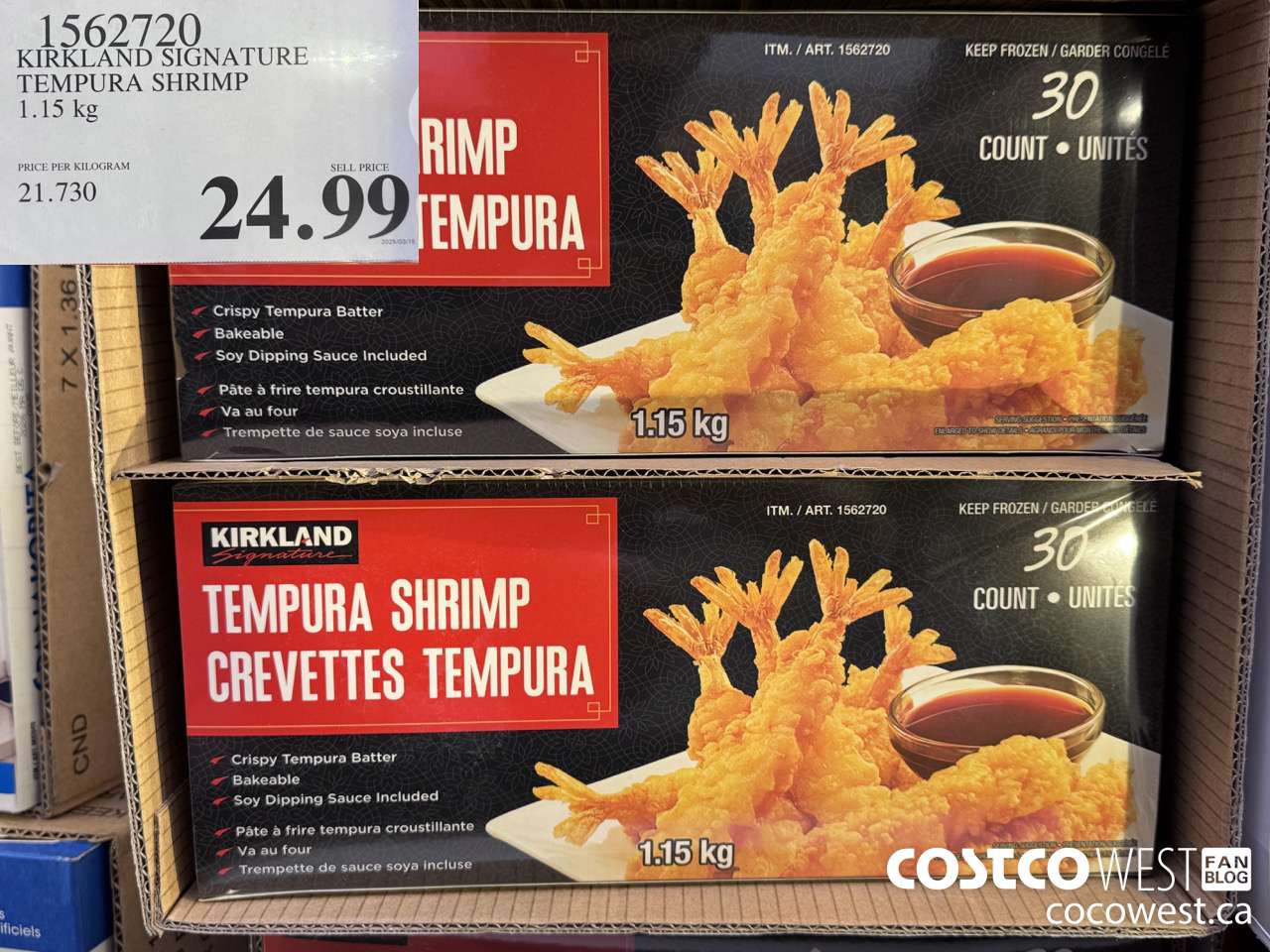 1562720 KIRKLAND SIGNATURE TEMPURA SHRIMP 1.15 kg $24.99