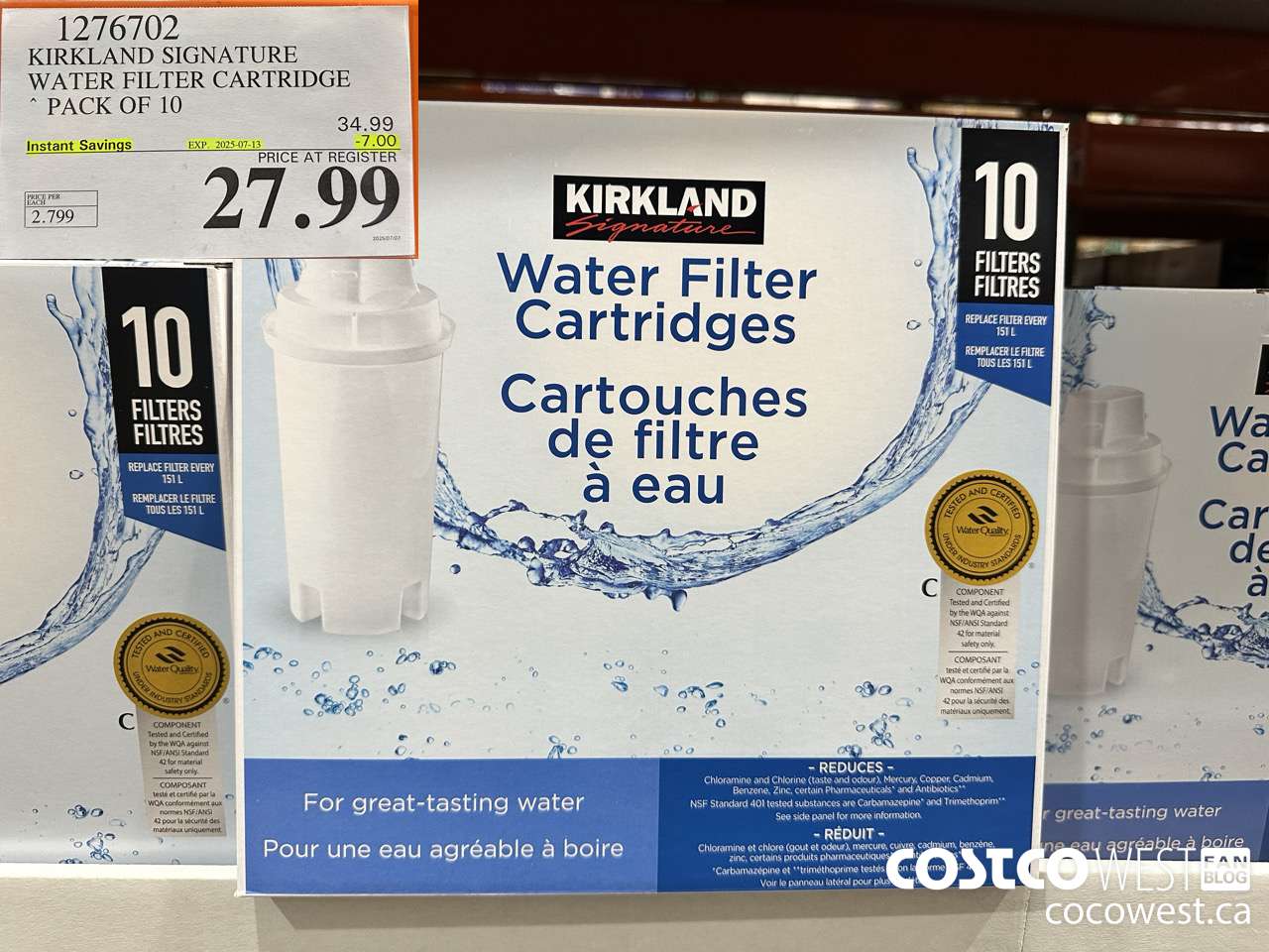 1276702 KIRKLAND SIGNATURE WATER FILTER CARTRIDGE PACK OF 10 ($7.00 INSTANT SAVINGS EXPIRES ON 2025-07-13) $27.99