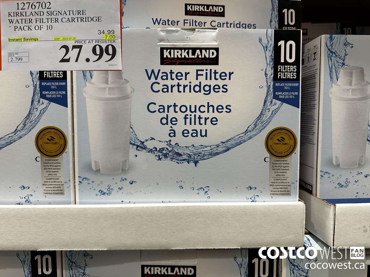 1276702 KIRKLAND SIGNATURE WATER FILTER CARTRIDGE PACK OF 10 ($7.00 INSTANT SAVINGS EXPIRES ON 2025-07-20) $27.99