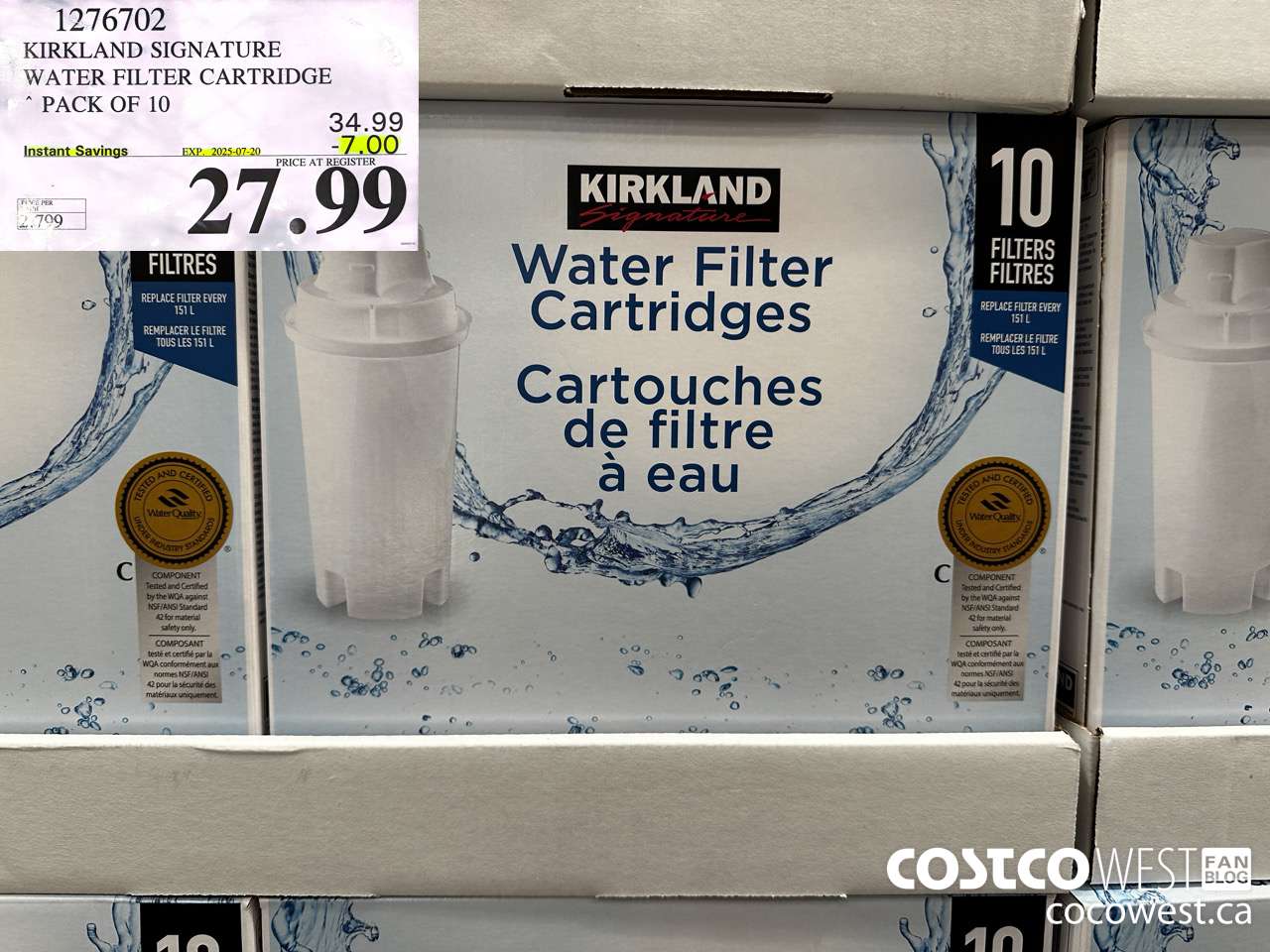 1276702 KIRKLAND SIGNATURE WATER FILTER CARTRIDGE PACK OF 10 ($7.00 INSTANT SAVINGS EXPIRES ON 2025-07-20) $27.99