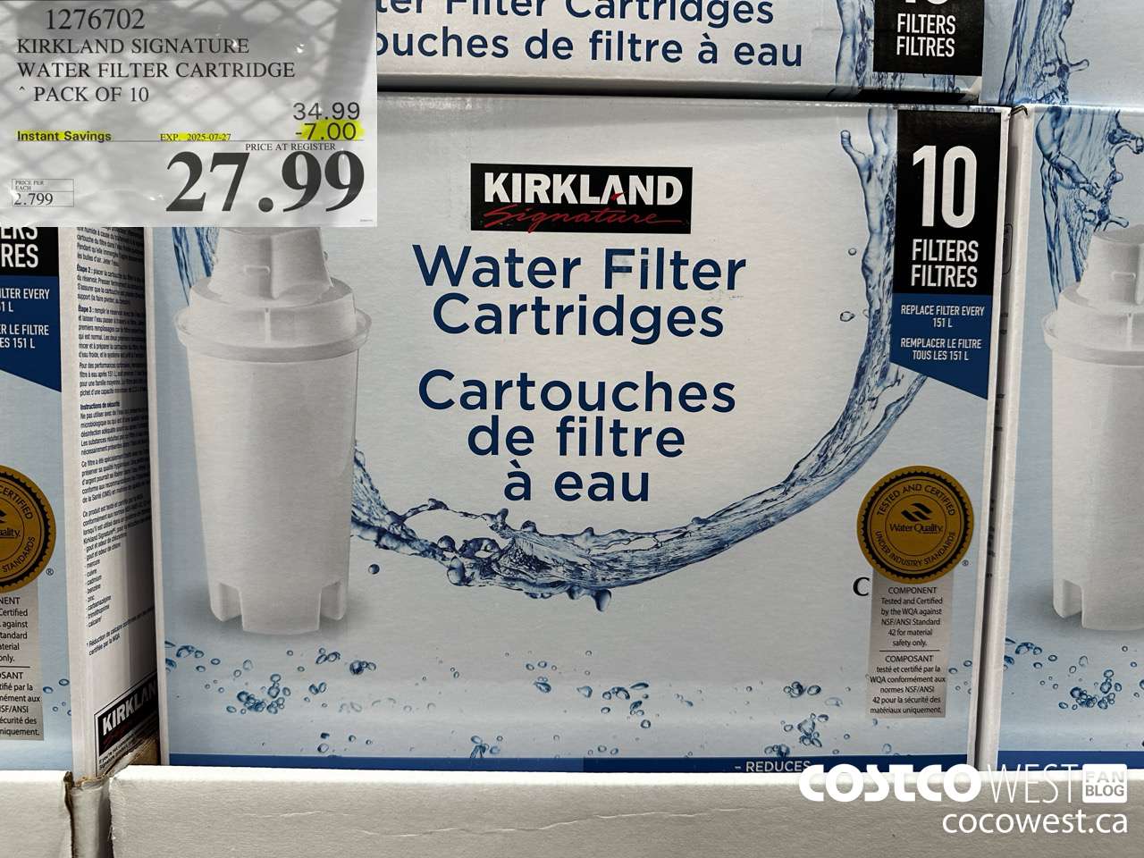 1276702 KIRKLAND SIGNATURE WATER FILTER CARTRIDGE PACK OF 10 ($7.00 INSTANT SAVINGS EXPIRES ON 2025-07-27) $27.99