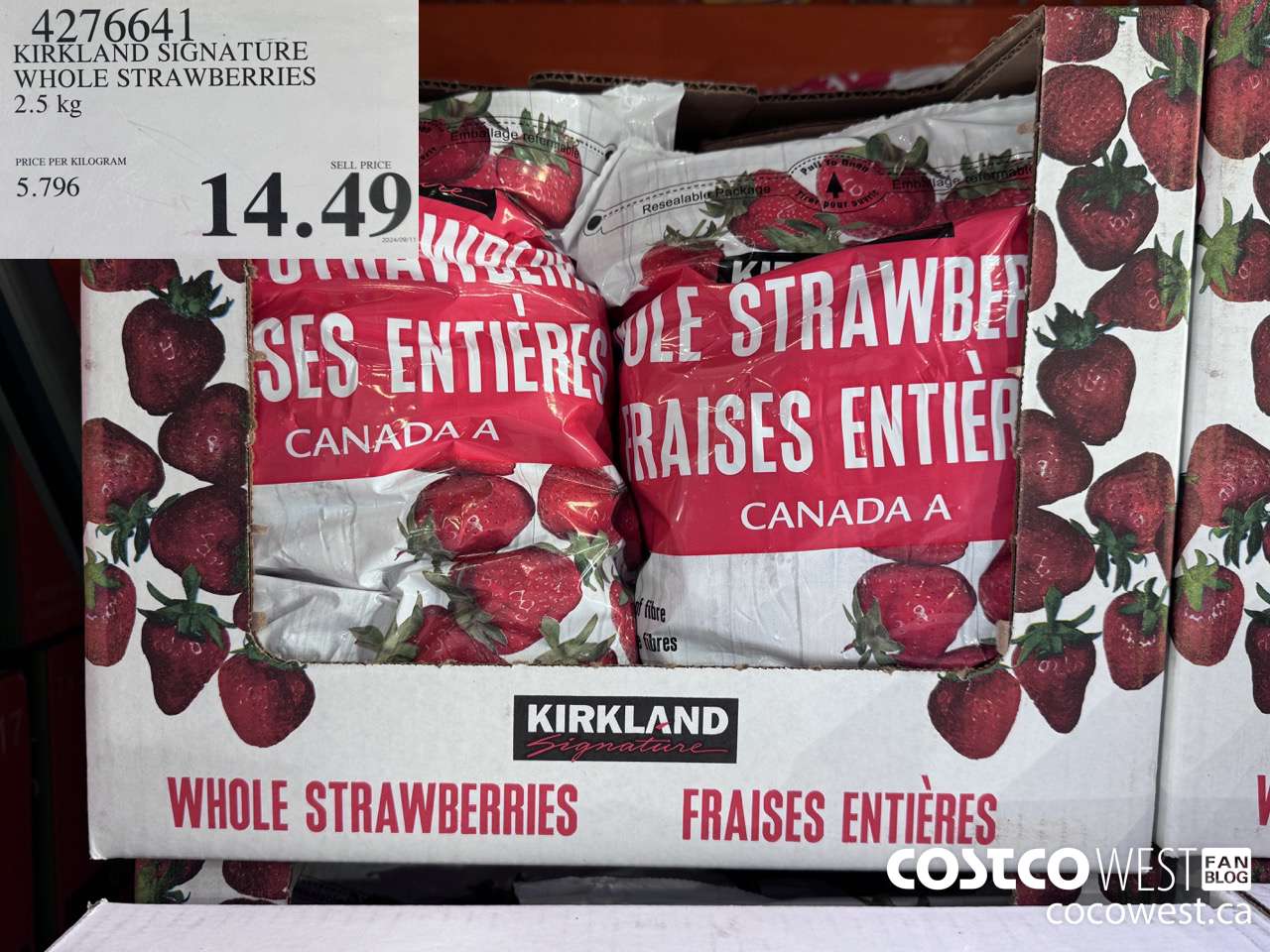 4276641 KIRKLAND SIGNATURE WHOLE STRAWBERRIES 2.5 kg $14.49