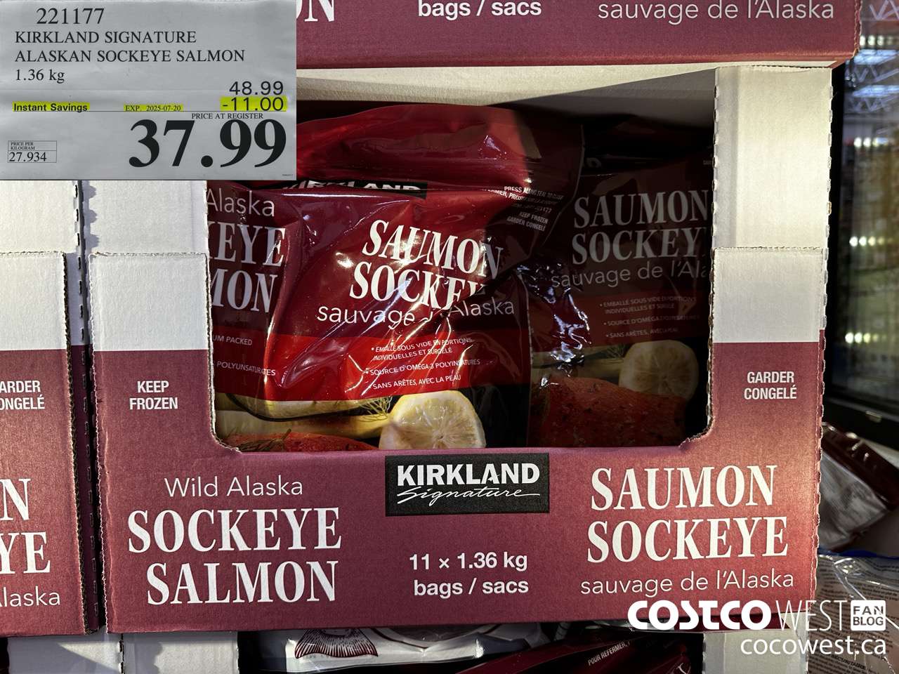 221177 KIRKLAND SIGNATURE WILD ALASKAN SALMON 1.36 kg  ($11.00 INSTANT SAVINGS EXPIRES ON 2025-07-20) $37.99