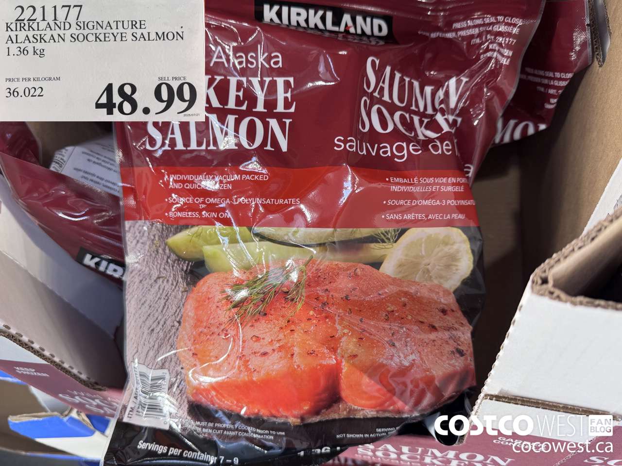 221177 KIRKLAND SIGNATURE WILD ALASKAN SALMON 1.36 kg  $48.99