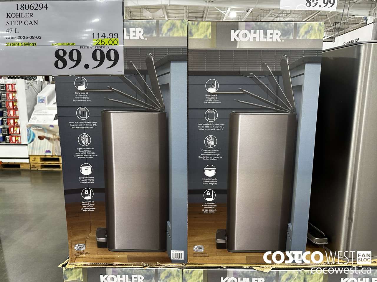1806294 KOHLER STEP CAN 47L ($25.00 INSTANT SAVINGS EXPIRES ON 2025-08-03) $89.99