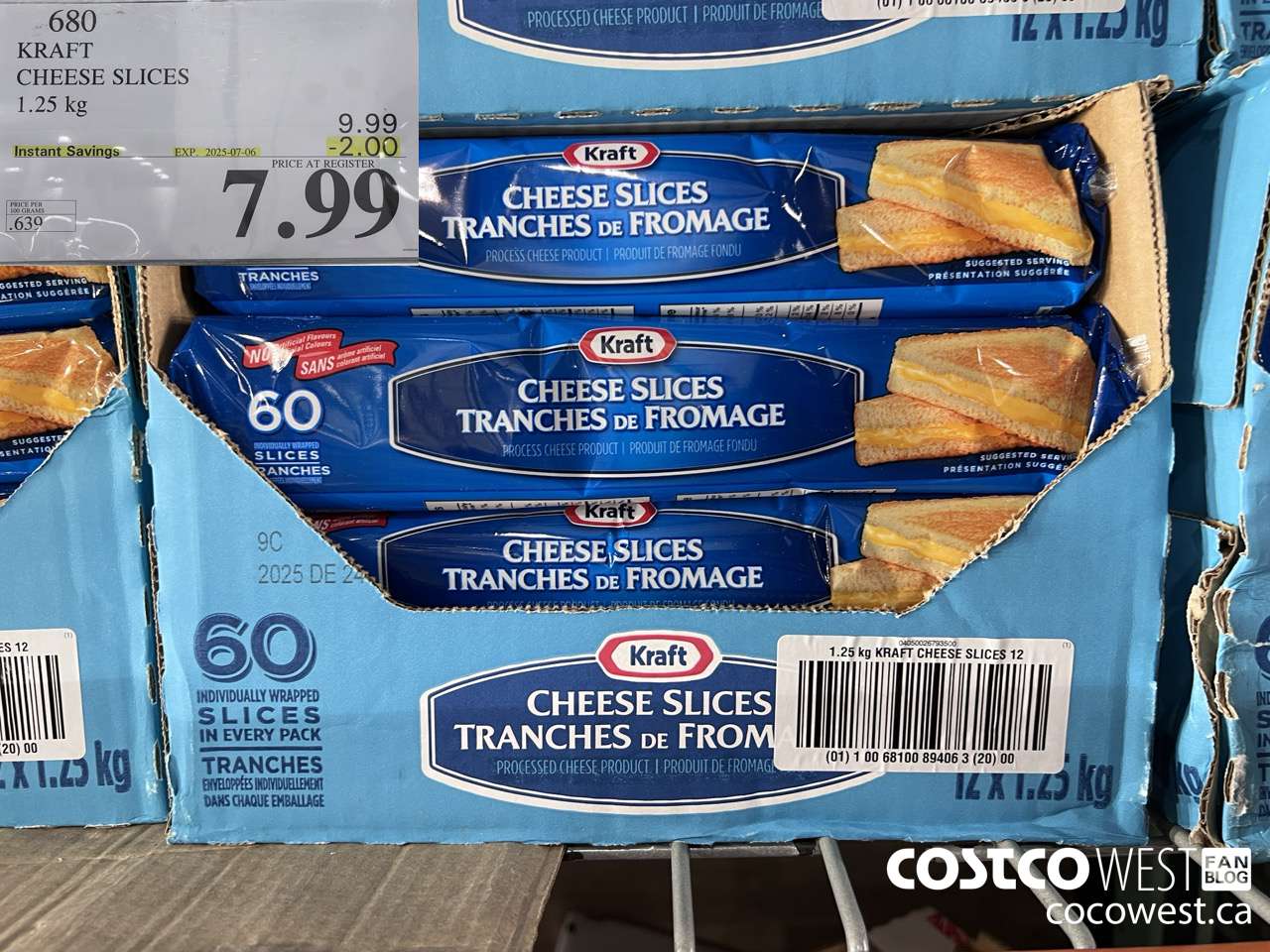 680 KRAFT CHEESE SLICES 1.25 kg ($2.00 INSTANT SAVINGS EXPIRES ON 2025-07-06) $7.99