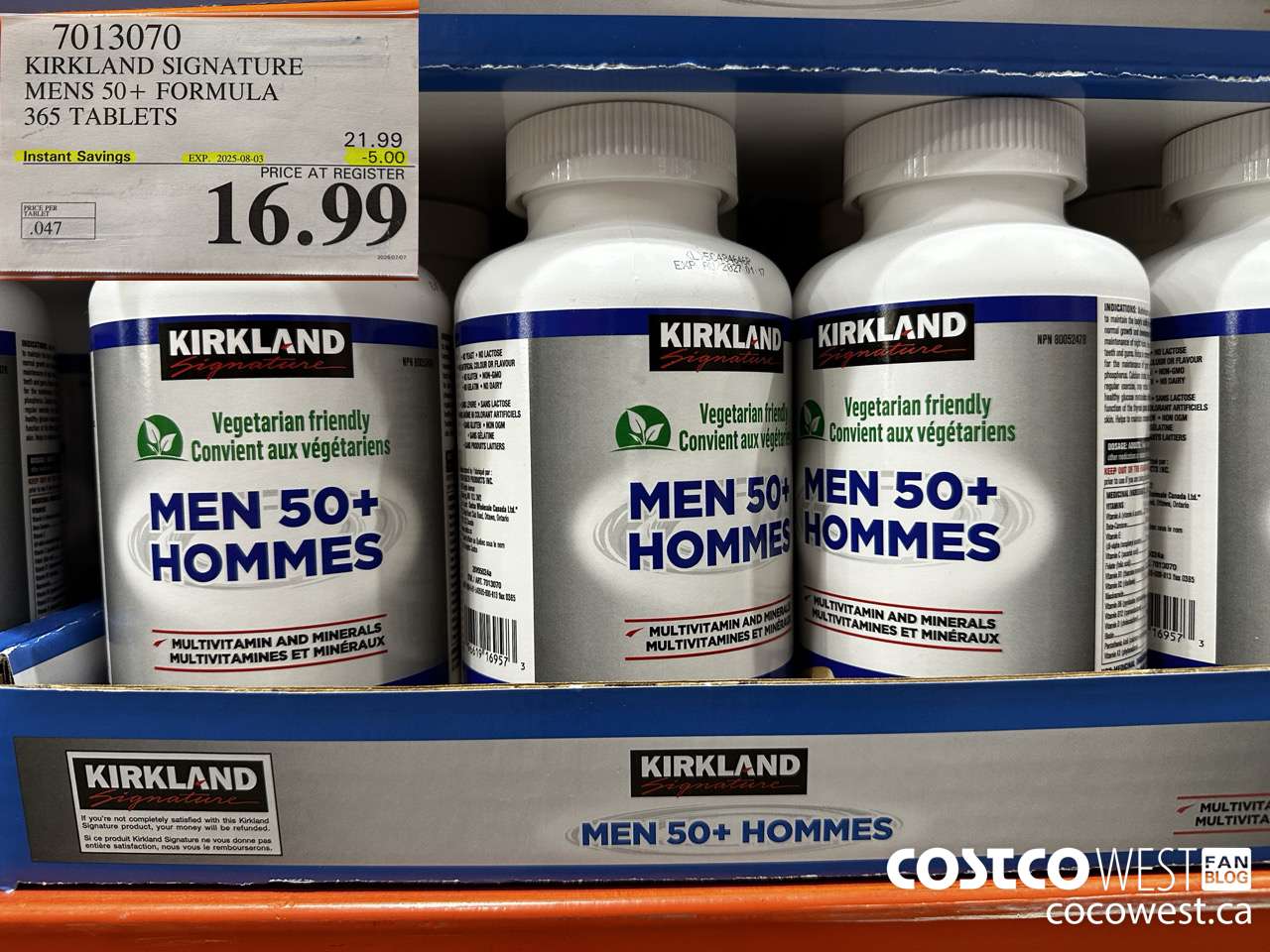 7013070 KS MENS 50+ MULTIVITAMIN & MINERAL 365 TABLETS ($5.00 INSTANT SAVINGS EXPIRES ON 2025-08-03) $16.99