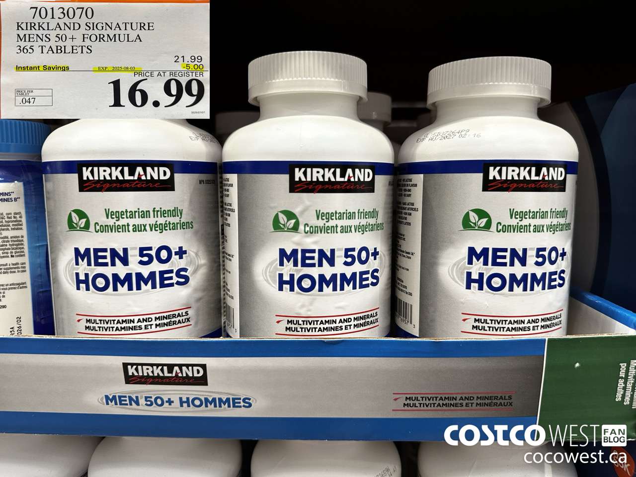7013070 KS MENS 50+ MULTIVITAMIN & MINERAL 365 TABLETS ($5.00 INSTANT SAVINGS EXPIRES ON 2025-08-03) $16.99