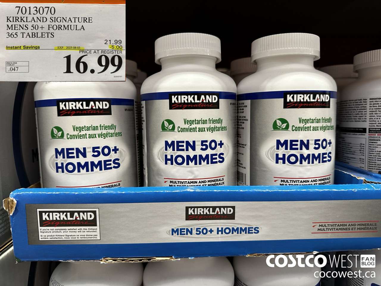 7013070 KS MENS 50+ MULTIVITAMIN & MINERAL 365 TABLETS ($5.00 INSTANT SAVINGS EXPIRES ON 2025-08-03) $16.99